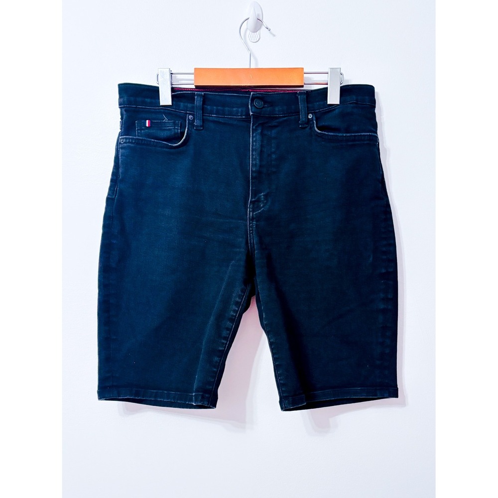 TOMMY HILFIGER Black Stretch Denim Bermuda Jean Shorts Size 12
